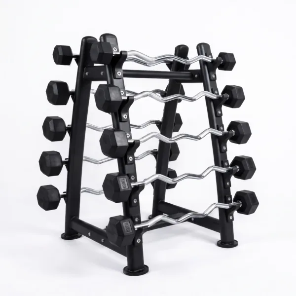 HEX Fixed EZ Barbell Set + Free Rack